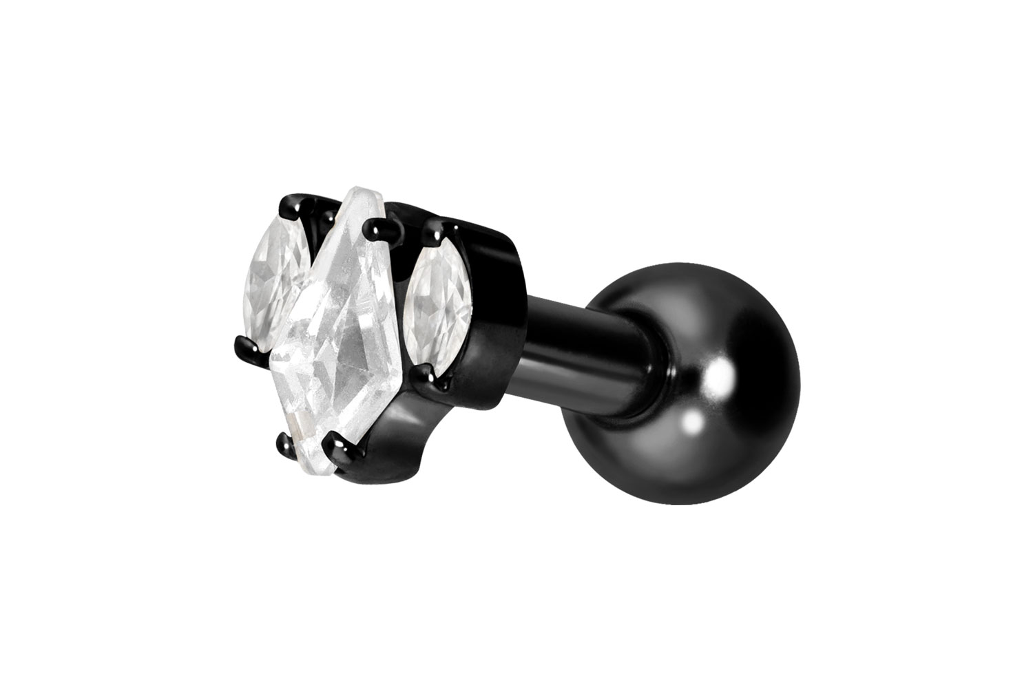 Titan Ohrpiercing mit Innengewinde KRISTALLSCHILD + KRISTALLOVALE